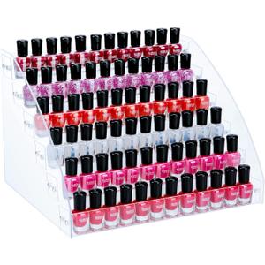 KINGROW Nail Polish Organizer Holder Rack 6 Layers Acrylic Display Shelf For Eyeglasses Essential Oils Ink Storage Holds Up to 96 (Fit 1-2oz Bottles)