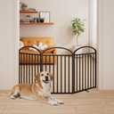 SNUOWU 3 Panels Full Metal Freestanding Dog Gates, 72" Extra Wide 32" Tall Free Standing Dog Pet Gate for Indoor & Outdoor. Foldable Pet Fences for Doorways, House, Stairs, Porch, Deck, Yard