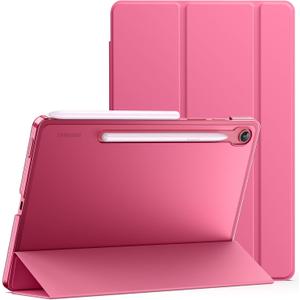 JETech Case for Samsung Galaxy Tab S10 Lite / S10 FE / S9 FE 10.9-Inch, Slim Translucent Back Tri-Fold Stand Protective Tablet Cover, Support S Pen Charging, Auto Wake/Sleep (Pink)