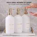 HOMCDALY Shampoo and Conditioner Dispenser, 21oz 3-Pack Refillable Pump Bottles, Shampoo Container, Empty Pump Bottle, Bathroom Shower Dispenser21oz-White&Gold