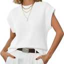 Womens Sleeveless Sweater Vest Crewneck Cap Sleeve Knit Tops Trendy Summer Fall Business Casual Shirts Tank Top, XL