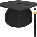 Unisex Adult Matte Graduation Cap with Tassel Year Charm (One Size, Black)
