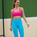 Sports Bras for Women, Medium-High Support Strappy Padded Running Sports Bras with Removable Cups (Pink, L)