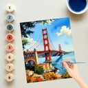 EnLvYY Paint by Numbers Kit for Adults 16x20in, (Unframed) DIY Acrylic Painting on Canvas, San Francisco Coastal Bridge Landmark Landscape, Beginner Scenic Wall Art for Home Decoration or Gift, 16X20IN Folded