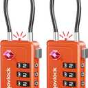 Luggage Locks TSA Approved with Inspection Indicator and Resettable 4-Digit, Easy-to-Read Combination, TSA Locks for Luggage, Suitcases, Backpacks & Travel Bags, Orange, 3-Pack