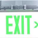 Qllite LED Exit Sign LED Edge-Lit Exit Sign Emergency Light w/Battery Backup, Recessed Mount Edge, Aluminum Housing, Single Side Clear Acrylic Panel, Green Letters, UL Listed, 120-347V Commercial Use