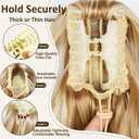 2 x Ponytail Extension, 12 Inch Pony Tails Hair Extensions, Hold Securely, Tangle-Free,Curly Wavy Natural Looking Synthetic Claw Clip Ponytail Extension for Daily Use (Golden Blonde Mix Bleached Blonde Evenly)