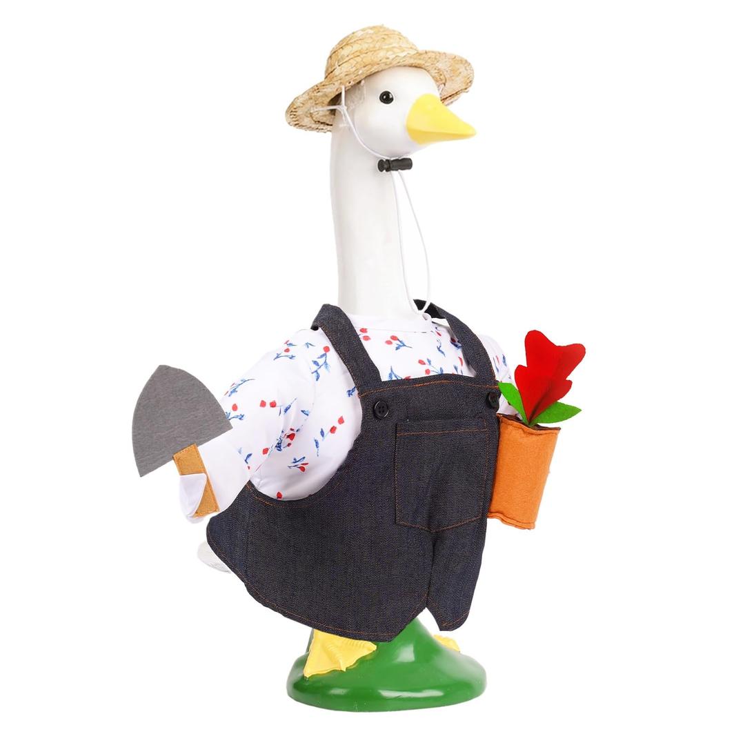 Pextian Spring Porch Goose Outfit, Cute 23" Gardener Goose Outfits, Cement Geese Clothes for Front Door, Yard & Garden Seasonal Decoration