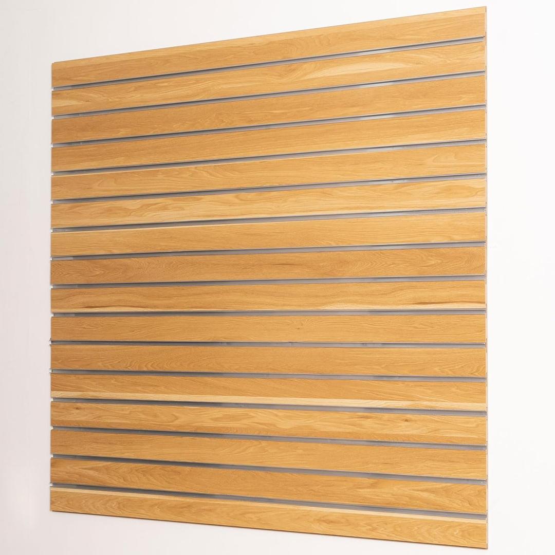 FRAYSCENT MDF Slat Wall Paneling for Retail Display 2 Pack 4'x2', Maple Slatwall Panel for Garage Organizer Shiplap Wall Paneling, Slat Board Garage Slatted Storage Systems, Easy Install Wood Panel, 2 Panel With Aluminium Strip