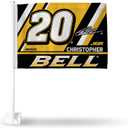 Rico Industries NASCAR Racing Christopher Bell Double Sided Car Flag - 16" x 19" - Strong Pole that Hooks Onto Car/Truck/Automobile