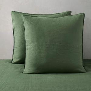 ATLINIA Linen Pillow Cases Euro Sham - 26 x 26 Inch Bed Pillow Protector Cover Set of 2 Bedding Cooling Neutral Pillowcase Shams Green