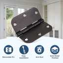 TICONN 48-Pack 3.5 Inch Door Hinges with 5/8" Radius Corner, 3-1/2 x 3-1/2 Inch Iron Bifold Residential Doors Hardware (5/8" Radius Corner, Oil Rubbed Bronze, 48 Pack)