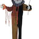 Haunted Hill Farm Life-Size Scary Talking Clown, Halloween Animatronic with Motion and Touch Activated Lights and Sounds, Battery Operated Indoor or Covered Outdoor Halloween Decorations