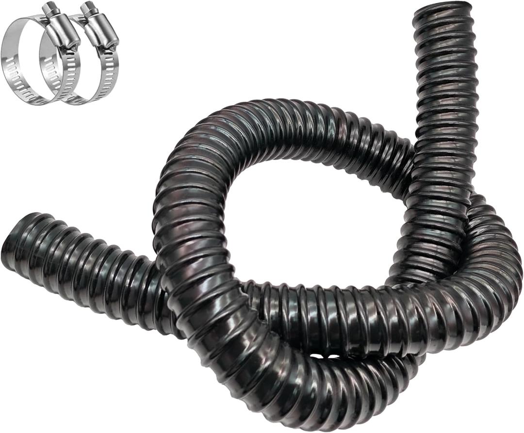 Pond Tubing 1 1/4 Inch Id Flexible Plastic Corrugated Water Sump Pump Drain Hose10Ft,Black