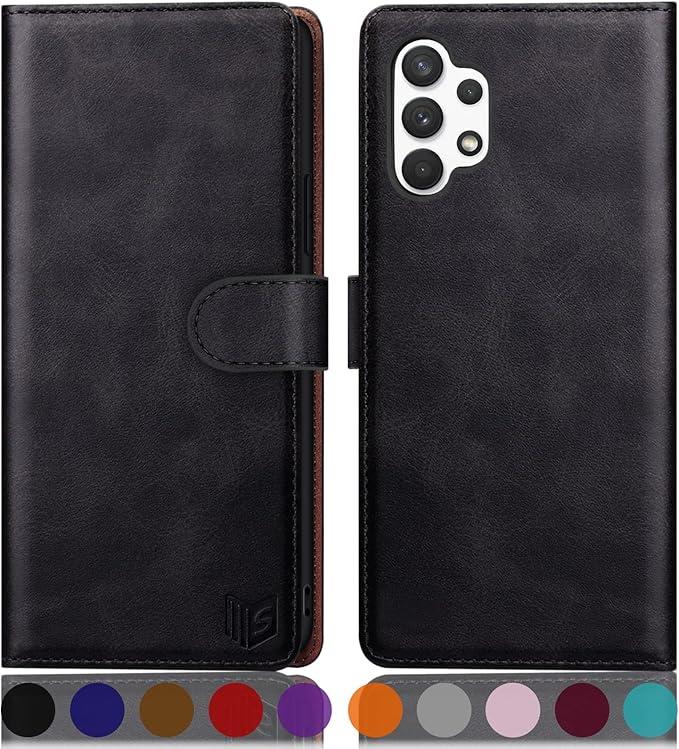SUANPOT for Samsung Galaxy A32 5G Wallet case 【RFID Blocking】 Credit Card Holder,PU Leather Flip Folio Book Phone case Cover Women Men for Samsung A32 5G case Wallet (Black)