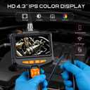 Borescope Camera with Light, 4.3" IPS 1080P HD Handheld Endoscope, 8 Adjustable LEDs, 16.4ft Semi-Rigid Snake Cable, IP67 Waterproof, Inspection Camera for Automotive,Sewer, HVAC,Wall, Men Tools