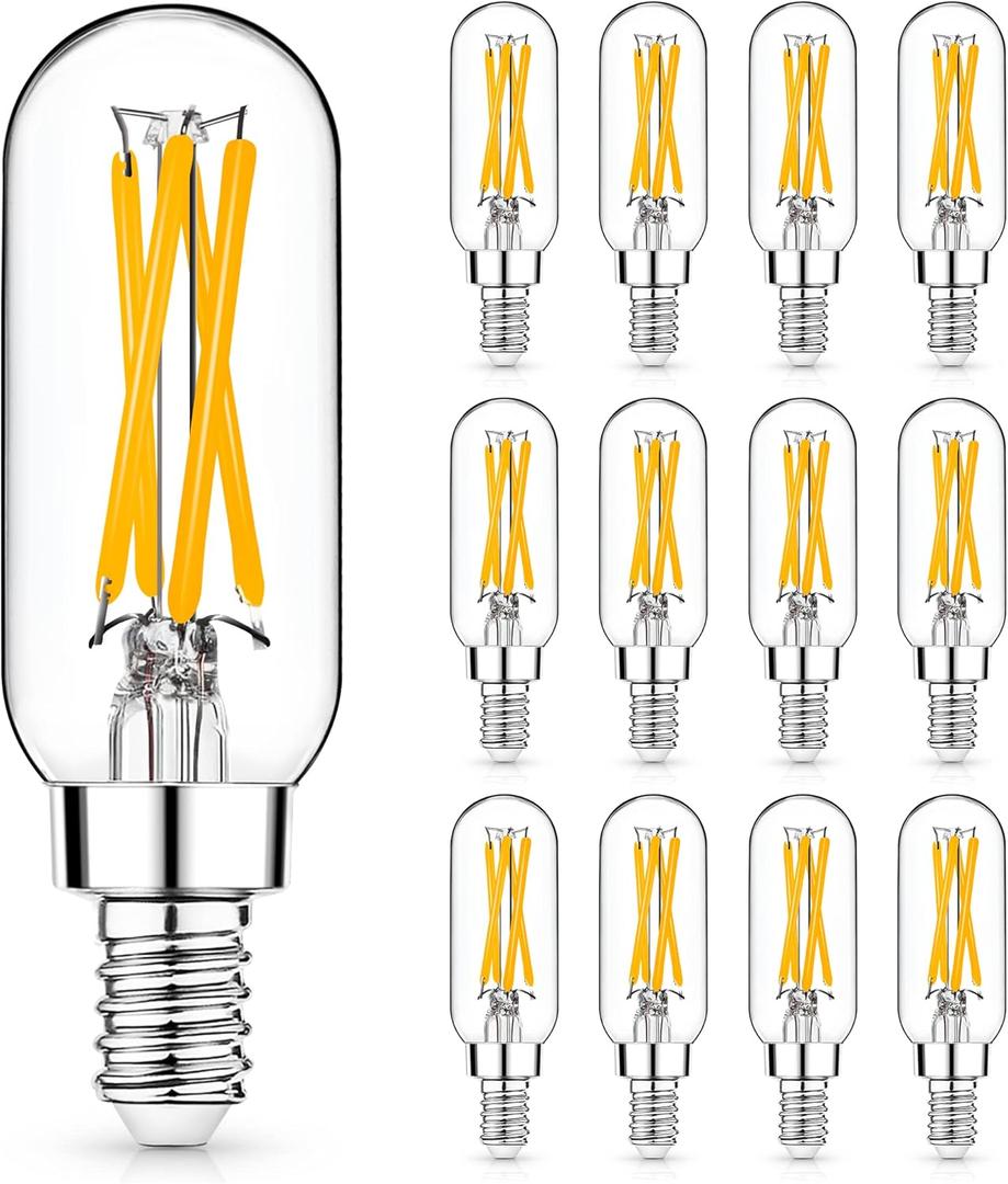 Mlambert 12 Pack E12 LED Edison Bulbs,4W Equal 40W e12 Candelabra Bulbs 2700K,Dimmable T6 T25 LED Bulbs,E12 Bulbs for Chandelier,not E26 Base (Warm White)