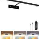 EZVALO Picture Light for Wall, 13'' Black Rechargeable 4800mAh Battery Lights Wireless Remote, Dimmable Magnetic LED Art Painting Light with 3 Color Temperatures, Display for Gallery, Living Room