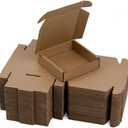 50 Pack 4x4x1 Inches Small Shipping Boxes, Brown Corrugated Cardboard Boxes, Moving Mailing Packing Box