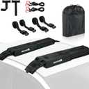 Abahub Soft Roof Rack Pads with 2 Tie Down Straps, 2 Tie Down Ropes, 2 Hood Loops and Storage Bag, for Surfboard, Kayak, Canoe, Heavy Duty Universal Car Roof Racks System, 45.5"