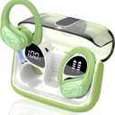 Wireless Earbuds 75hrs Bluetooth 5.4 Headphone Sport, 2026 Bluetooth Earbuds Stereo Deep Bass Over Ear Bud with Earhooks, ENC Noise Cancelling Mic, IPX7 Waterproof Earphone for Gym/Workout, Green