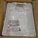 OIAHOMY Storage Baskets, Small Paper Rope Wicker Organizers with Wooden Handles, Baskets for Organizing, 2-Pack, White