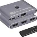HDMI Switch 4K@60Hz, 3 Port HDMI Switch 3 in 1 Out with IR Remote Control, Support 4K, 3D, 1080P, HDMI 2.0, HDCP 2.2, Ultra HD for HDTV, PS4/5, Game Consoles etc