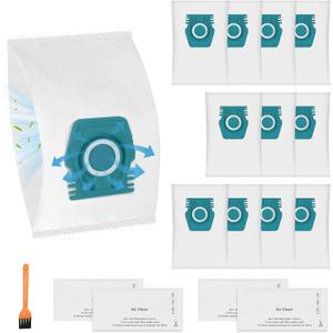 12 Pack TU Dust Bags for Miele Pure Air TU 3D Vacuum Cleaners Bag for Guard L1/S1 Junior Flex Parquet Silence AllFloor Performance Comfort Electro Cat Dog Series with 4 Exhaust Filters