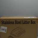 Stainless Steel Litter Box | XL Enclosed Cat Litter Boxs with Lid for Big Cats | High Sided, Anti-Urine Leakage | Non-Stick Bottom & Includes Litter Mat & Metal Scoop (Silver Gray)