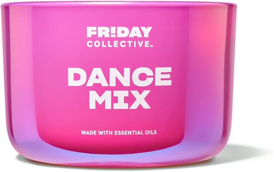 Friday Collective Dance Mix Candle, Pink Barbie Citrus Scented, Made with Essential Oils, 3 Wicks, 13.5 oz