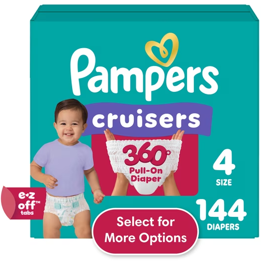 Pampers Cruisers 360 Baby Diapers Size 4, 144 Count