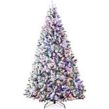 Best Choice Products Pre-Lit Artificial Christmas Tree 7.5ft Snow Flocked Pine Tree, 2-in-1 White and Multicolor LED Lights, Full Snowy Appearance