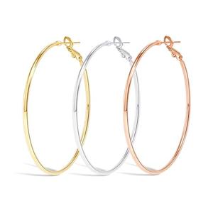 Cocadant Large Gold Hoop Earrings for Women,3 Colors Thin 70mm/2.76inch Silver Hoop Earrings Set Stainless Steel 14K Rose Gold Plated with Hypoallergenic Sterling Silver Post