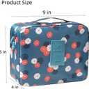 Large Capacity Travel Toiletry Bag, 9x5x4 Inch Makeup and Bathroom Organizer with Water-Resistant Fabric, Blue Floral Design