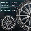 20Inch 20"x9.5" Rear Multispoke Premium Aluminum Alloy Wheel Rim Fits for Mercedes Benz S500 S550, Bolt Pattern-5x112mm, Offset-43mm, Hub Bore-66.6mm
