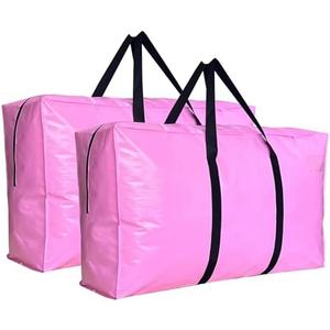 48 Gallon Extra Large Storage Bags Bins, Pink Jumbo Moving Storage Bags, Waterproof Foldable Big XL Duffle Bag for Travel, 38x23x11inch - 1 PACK