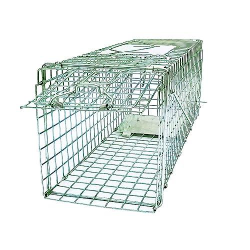 24" Small Collapsible Humane Live Animal Cage Trap No-Kill Trapping Kit for Humane Catch Release Rodent Small Cat, Rabbits, Squirrel, Opossum, Squire, Raccoon, All Fit Sized Animals, 2-Doors