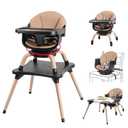 Komcot Baby High Chair, 7 in 1 Convertible High Chairs for Babies and Toddlers, Kids Learning Table, Building Block Table, Toddler Dining Chair with 360° Rotating Seat, 5-Point Safety Harness (Black)