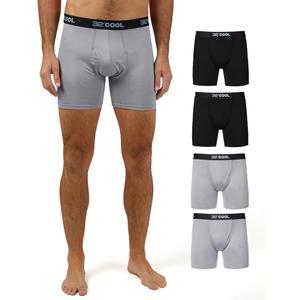32 Degrees COOL Mens 4-PACK Quick Dry Performance Boxer Brief With Comfort Elastic Waistband (XX-Large, 2 Black/2 Icy Grey Heather)