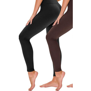 2 Pack Black And Brown Leggings for Women Yoga Pants for Workout Gym Running, XL