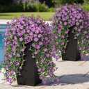 VIERENA 4 Bundles Artificial Hanging Morning Glory Flowers for Outdoor, Realistic Hanging Flowers Silk Fake Morning Glory with Faux Eucalyptus for Yard Garden Porch Patio Balcony Home Decor (Purple)