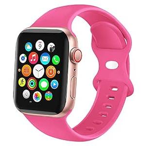 2 x JXGM Compatible with Apple Watch Bands 42mm 44mm 45mm 38mm 40mm 41mm, Soft Silicone Sport Wristbands Replacement Strap for iWatch Series SE 7 6 5 4 3 2 1 Sport Edition for Women Men, Hot Pink