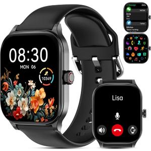 Smart Watch for Women Men(Answer/Make Call), Smartwatches with Heart Rate/SpO2/Sleep/Stress Monitor, IP68 Waterproof Activity Tracker for Android iPhone, 100+ Sports Fitness Watches (Black, 2.01)