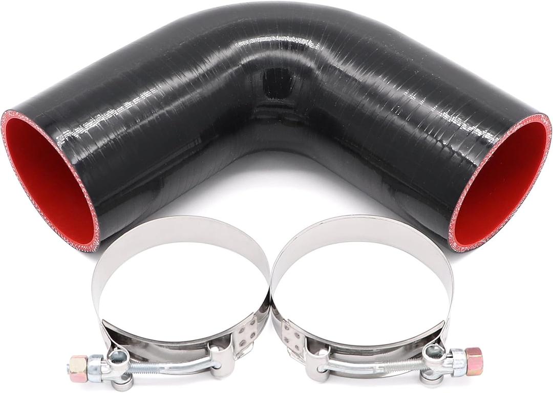 90 Degree Elbow Coupler Silicone Hose 4-Ply 2.75-inch(70mm) for Turbo/Intercooler/Intake Piping,Length 120mm Thickness 5mm with T-Bolt Clamp