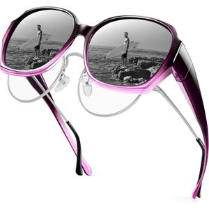 URUMQI Polarized Sunglasses Fit Over Glasses for Women, UV400 Protection Square Shades Extra Large Sun Glasses (A08 Purple Gradient Frame/Grey Lens) URUMQI Polarized Sunglasses Fit Over Glasses for Women, UV400 Protection Square Shades Extra Large Sun Glasses (A08 Purple Gradient Frame/Grey Lens)