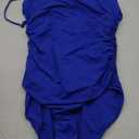 Eomenie One Piece Swimsuit for Women Tummy Control Ruched Bathing Suit Square Neck Swim Suit (X-Large, Royal Blue)