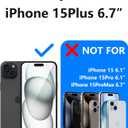 7 x for iPhone 15 Plus Case with Screen Protector,iPhone 15 Plus Black Phone Case Slim for Men,Protector Fundas para and Camera Cover for i Phone 15 Plus Protection.(Black)
