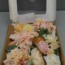 TINGE TIME Fake Flowers Artificial Flowers Peonies Bulbous Chrysanthemum Daisy Hydrangea Sunflower Violets Dahlia Daffodils Epiphyllum Orchid Cherry Blossom Camellia Leyaron (Blush & Champagne)