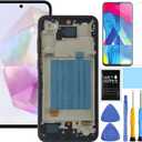 for Samsung Galaxy A35 5G Screen Replacement with Frame for Samsung A35 Screen Replacement kit A356u s356vl A356a A356w A356e LCD Touch Display digitizer with Tools 6.6 inch Black