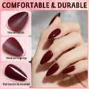 Burgundy Press on Nails Almond with Nail Tabs,120pcs Medium Almond Press on Nails,12 Sizes Glossy Burgundy Medium Fake Nails,Full Cover Acrylic Nails Press ons for Women